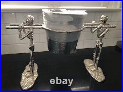SKELETONS Carrying an Ice Bucket 20 x 13 1/2 Silver Halloween NWT
