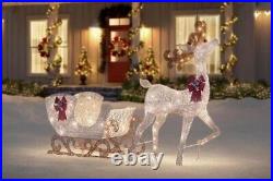 STUNNING LARGE Reindeer & Sleigh Warm White 280 LED Lights Christmas Display NEW