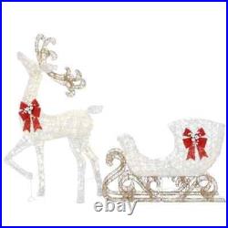 STUNNING LARGE Reindeer & Sleigh Warm White 280 LED Lights Christmas Display NEW