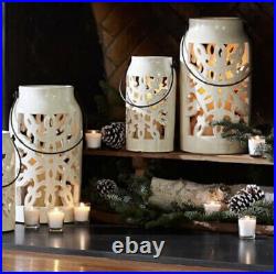 SUPER RARE Pottery Barn PUNCHED SNOWFLAKE HURRICANE LANTERN CHRISTMAS ISSUE