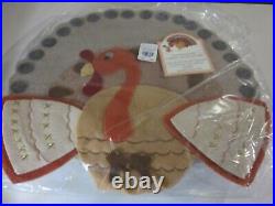 S/4 Pottery Barn Kids Thanksgiving Orange Turkey Felted Chair Backers Covers NWT