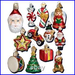 Santa Angel Tree Drum Toy Gift Glass 2.5 Ornament Set 12 Old World Christmas