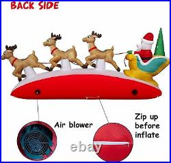 Santa Claus Deer Inflatable Blow Up LED Light Xmas Decor Outdoor Christmas Party