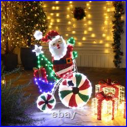 Santa on Peppermint Bike Lighted Holiday Decoration