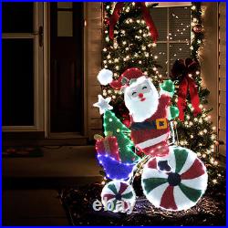 Santa on Peppermint Bike Lighted Holiday Decoration