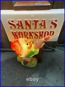 Santa's Workshop Blow Mold Christmas Lighted Outdoor Yard Decor 34 Elf Sign
