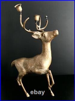 Sarreid Mid Century Modern Solid Bronze Stag Deer Standing Candelabra Large 19