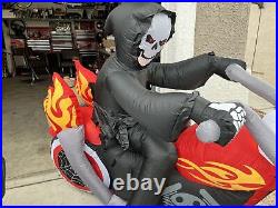 Sealed Halloween 7 ft Lighted Motorcycle Rider Reaper Airblown Inflatable Prop