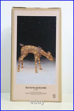 Sears Roebuck Gold Christmas Lighted Doe Deer Indoor Or Lawn Yard Ornament