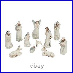 Set/11 8 Carved Holy Family Wisemen White Nativity Figurines Christmas Decor