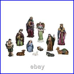Set/12 10 Elegant Ornate Nativity Figurines Mary Jewel Tone Christmas Decor