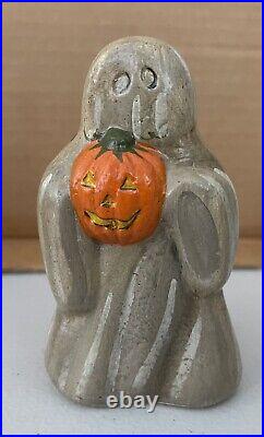 Set Of 2 Vaillancourt Halloween Pumpkin/ghost/witch Hat/scaredy Cat Figures