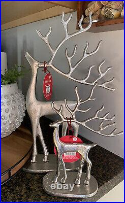 Set Of 2 Viral Sculpted Silver Reindeer Pottery Barn Inspired NEW