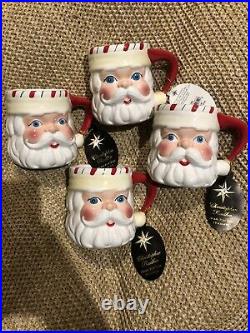 Set Of 4 Christopher Radko Home For The Holidays Ceramic Santa Mugs