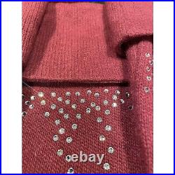 Set Of 5 Luxe Angora Knit Christmas Stockings Dark Red Swarovski Crystals 19