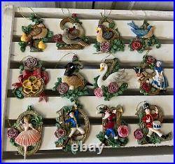 Set of 12 Resin 12 Days of Christmas Tree Decorations Gisela Graham Traditional