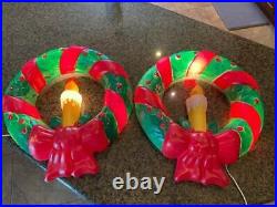 Set of 2 18 Vintage EMPIRE Plastic Blow Mold CHRISTMAS HOLIDAY Wreaths