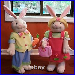 Set of 2 Handerson Handicraft Standing Bunny Rabbit Easter Spring Porch Greeters