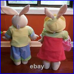 Set of 2 Handerson Handicraft Standing Bunny Rabbit Easter Spring Porch Greeters