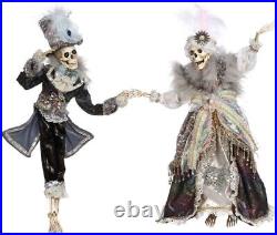 Set of 2 Mark Roberts Halloween Ritzy Skeleton Collectible Figurines 21