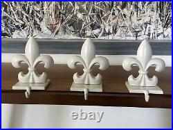 Set of 3 Ballard Designs Christmas Stocking Holders Fleur de Lis Used