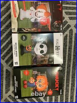 Set of 3 Halloween 5 FT. Airblown Inflatables Chucky, Michael Myers, & Pennywise