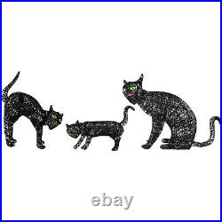 Set of 3 LED Lighted Black Cat Family Outdoor Halloween Decorations 27.5