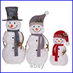 Set of 3 Lighted Snowman Family Outdoor Christmas Decoration 39.5