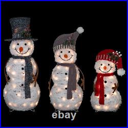 Set of 3 Lighted Snowman Family Outdoor Christmas Decoration 39.5