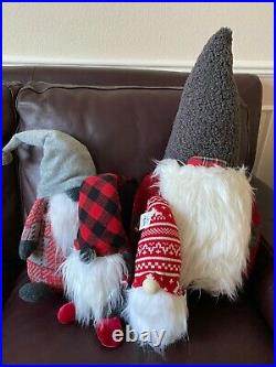 Set of 4 Pottery Barn Gnome Shaped Pillow Plush Christmas NEW Large Medium Small