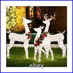 Shintenchi 3-Piece LED Lighted Christmas Deer Outdoor Yard Decorations, 3D Su