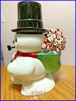 Shiny Brite Peppermint Puff Snowman Cookie Jar