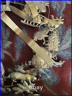 Small 7 Dresden Brass All Holiday Wreath W Animals Bow Metal MCM 26 Pcs