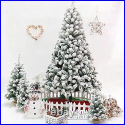 Snow Flocked Christmas Tree 7.5ft, Artificial Frost Tree with Storage Bag Hinged