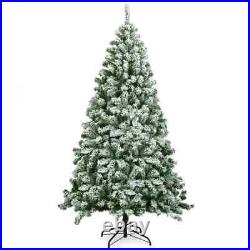 Snow Flocked Christmas Tree Artificial Pine Holiday Festive Hinged Unlit 6Ft New