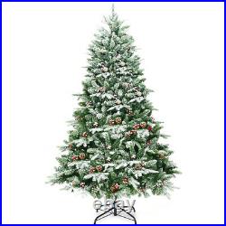 Snow Flocked Hinged Artificial Christmas Spruce Tree 6.5Ft Pre-lit with450 Lights