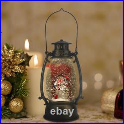Snowman Family Christmas Musical Snow Globe Battery Operated LED Lighted Lantern