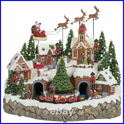 Snowy Christmas Village Centrepiece Table Top Ornament with LED Light & Sound