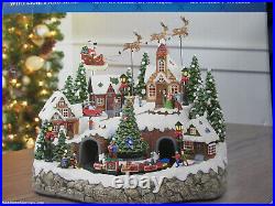 Snowy Holiday Village Centerpiece with Lights and Music Animated Train Christmas