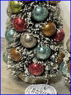 Snowy Pastel Bottlebrush Tree Ornaments Retro Vntg Style Christmas Decor Ragon