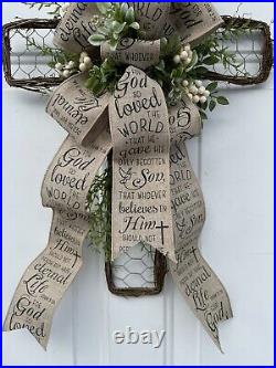 Spring Wreath, Easter Wreath, Mother's Day Wreath, Cross Wreath, Door Hanger
