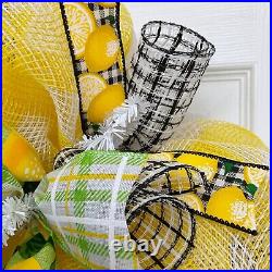 Squeeze The Day Lemon Spring Or Summer Deco Mesh Ribbon Wreath