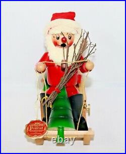 Steinbach Santa In Sled Wooden Smoker West Germany Music & Motion