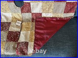 Stunning 58 Square Christmas Tree Skirt Gold Green Red Ivory Polyester Jacquard