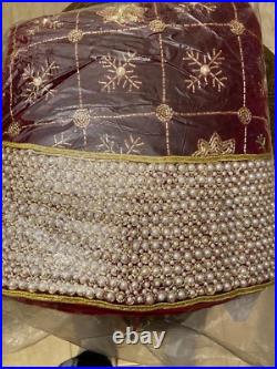 Sudha Pennathur Star & Snowflake Velvet Pearly Tree Skirt, 60 $1038 withtax