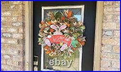 Super CUTE Welcome Every Bunny Carrot Polka Dot Easter Spring Front Door Wreath