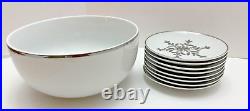 THRESHOLD SILVER SNOWFLAKE HOLIDAY 2014 (8) Appetizer Plates & Bowl QUICK SHIP