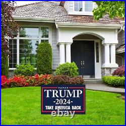 TRUMP Yard Sign Take America Back 2024 +FREE Lawn Stakes Made in USA 100 Pack