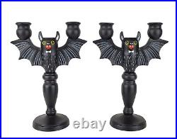 Target Hyde & Eek Halloween Black Bat Pair Of Candelabras Metal Candle Holders
