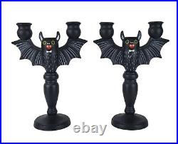 Target Hyde & Eek Halloween Black Bat Pair Of Candelabras Metal Candle Holders